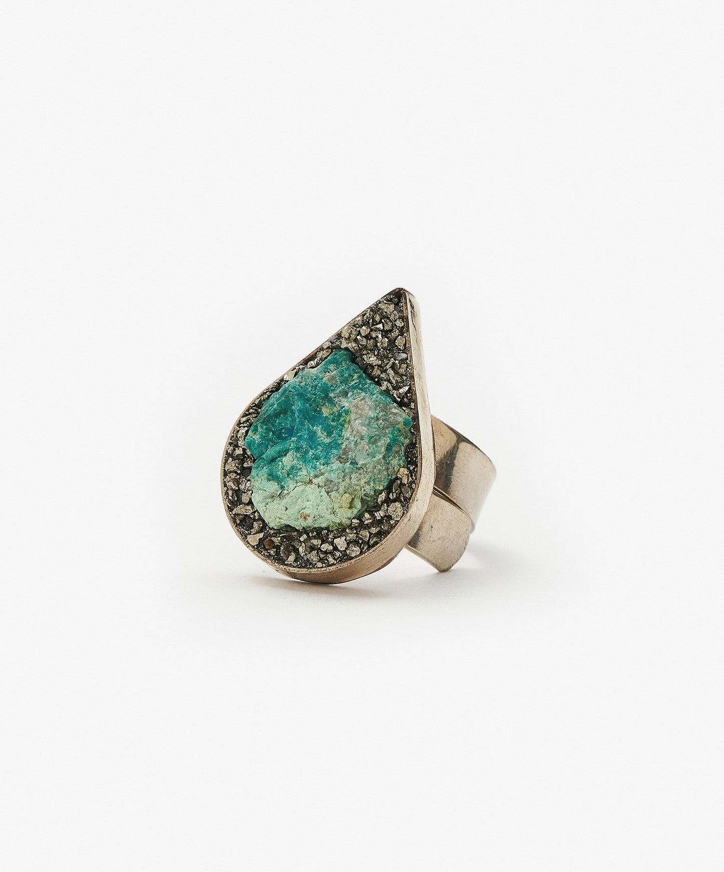 ANILLO GEOMETRICO GOTA DE CRISOCOLA