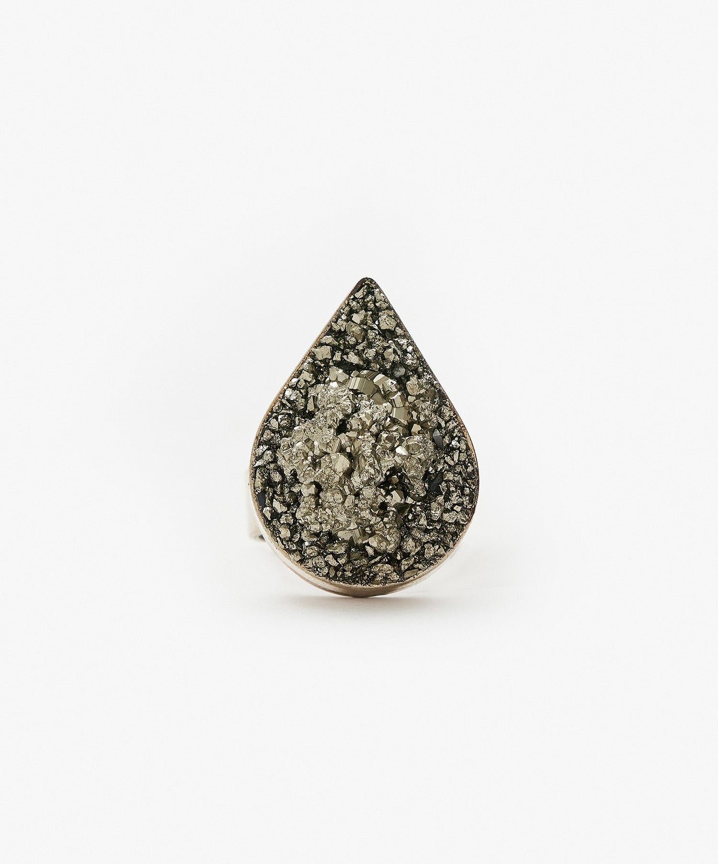 ANILLO GEOMETRICO GOTA DE PIRITA CRISTALIZADA