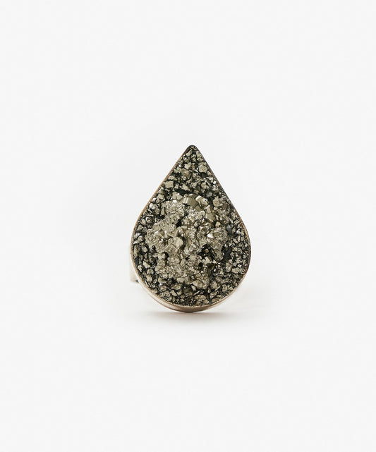 ANILLO GEOMETRICO GOTA DE PIRITA CRISTALIZADA