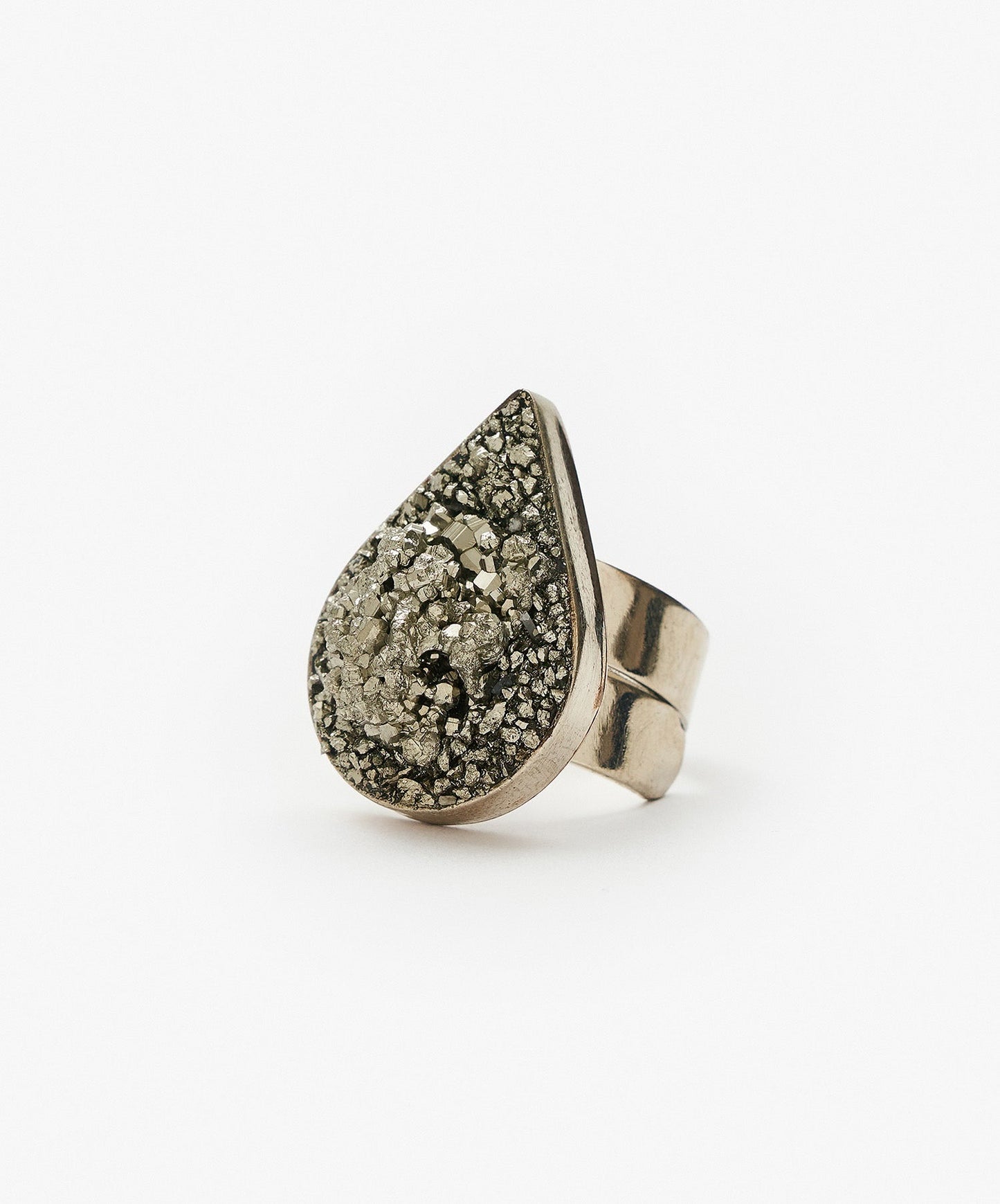 ANILLO GEOMETRICO GOTA DE PIRITA CRISTALIZADA