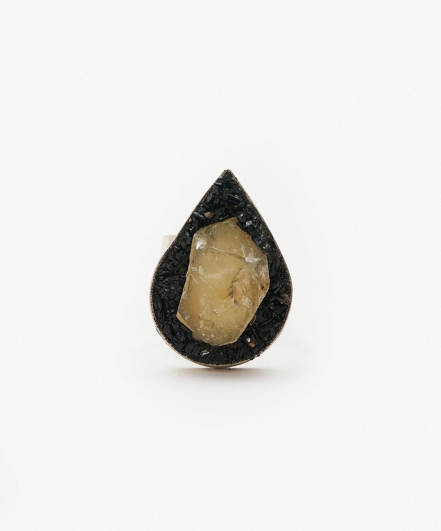 ANILLO GEOMETRICO GOTA DE PUNTA DE CITRINO