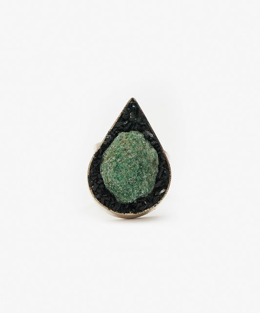 ANILLO GEOMETRICO GOTA DE FUCHSITA