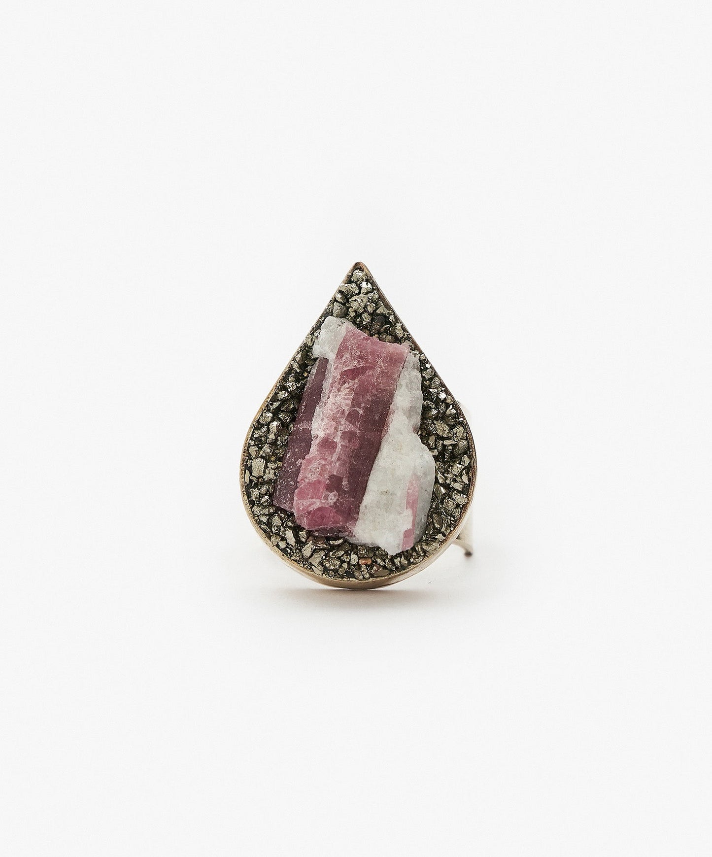 ANILLO GEOMETRICO GOTA DE TURMALINA ROSA