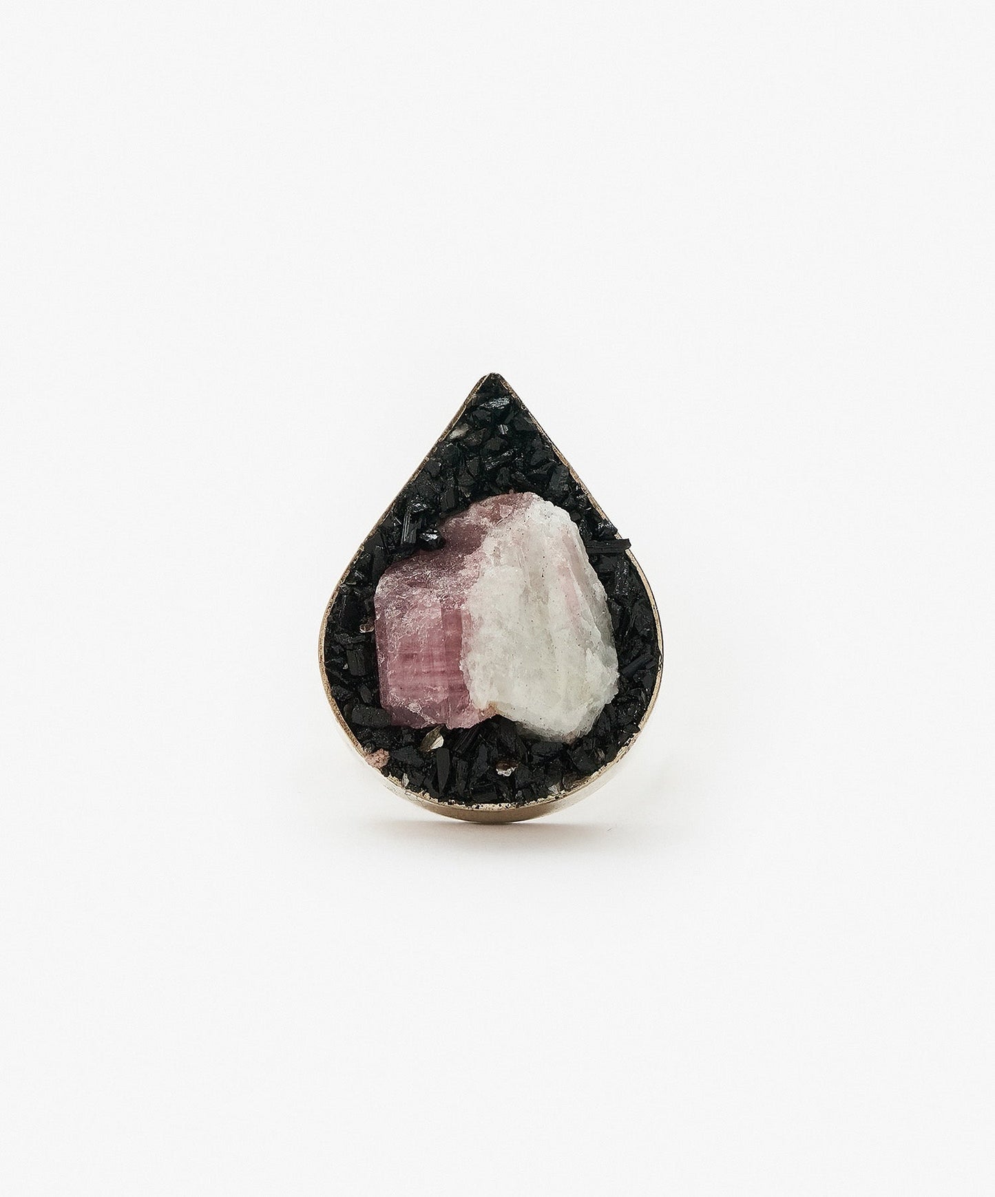 ANILLO GEOMETRICO GOTA DE TURMALINA ROSA