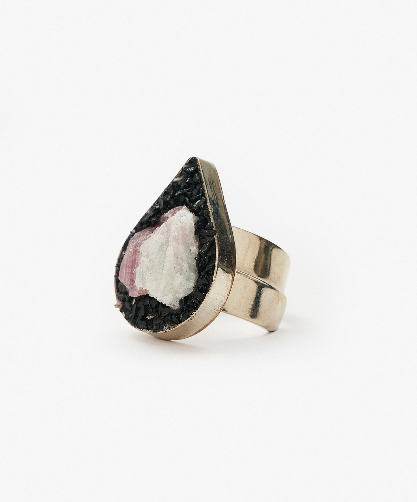 ANILLO GEOMETRICO GOTA DE TURMALINA ROSA