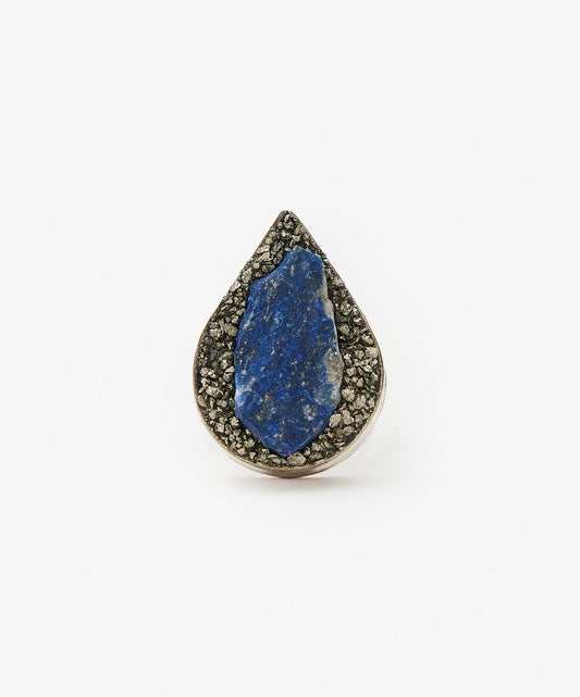 ANILLO GEOMETRICO GOTA DE LAPIZLAZULI