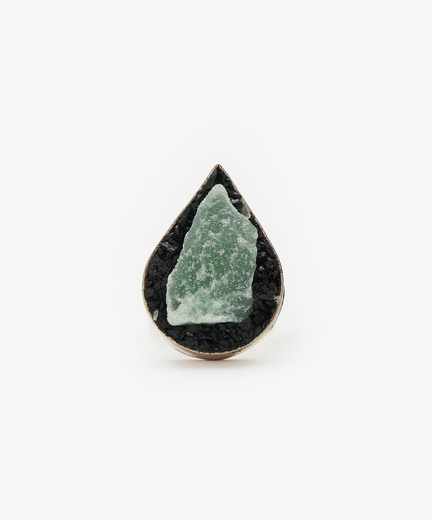 ANILLO GEOMETRICO GOTA DE CUARZO VERDE