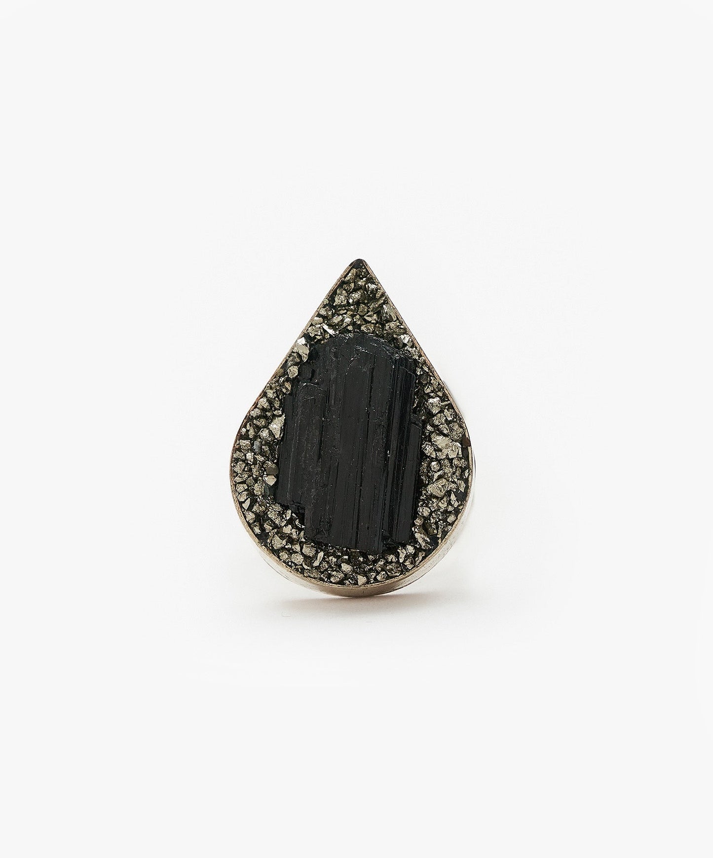 ANILLO GEOMETRICO GOTA DE TURMALINA NEGRA