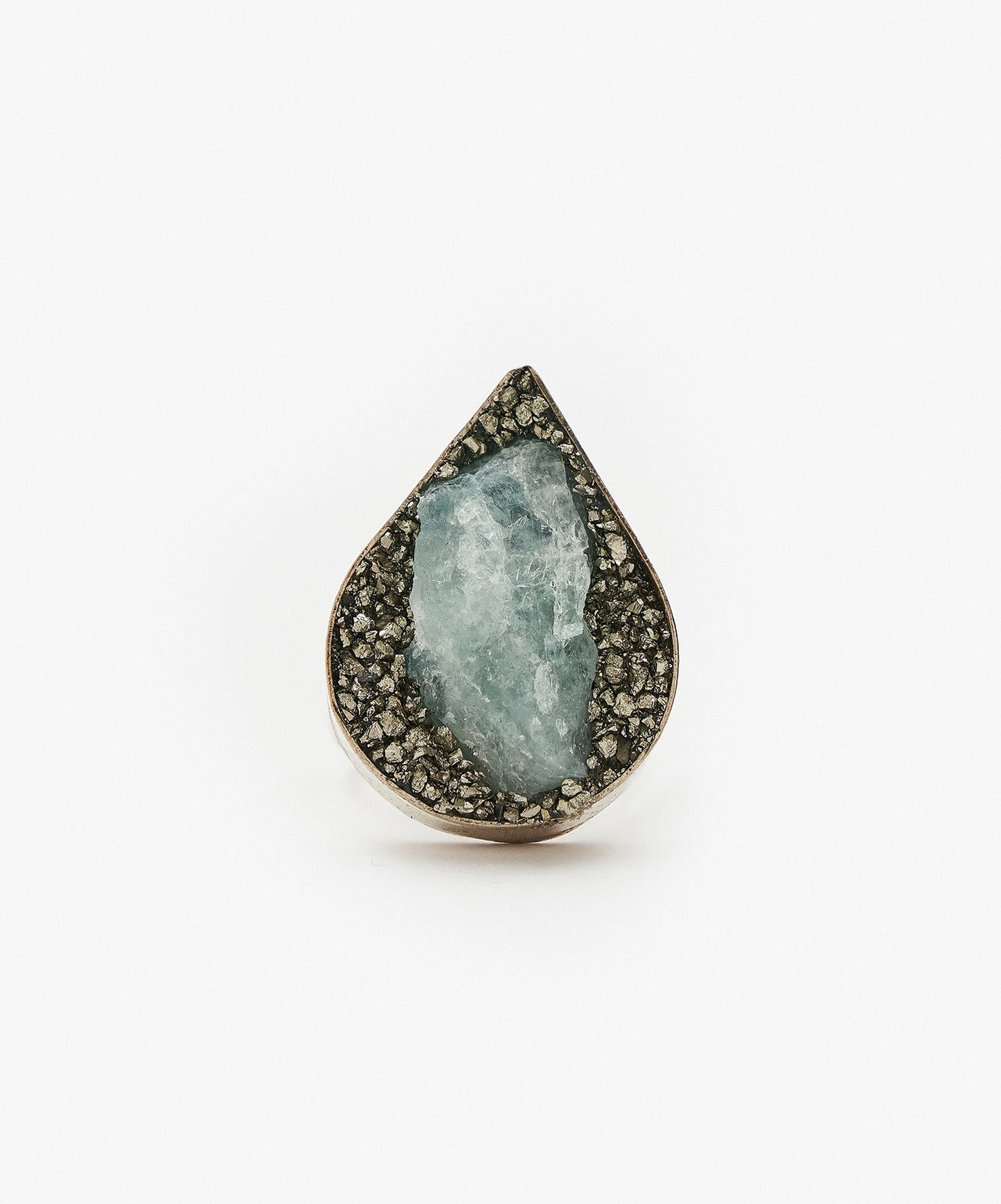 ANILLO GEOMETRICO GOTA DE AGUAMARINA