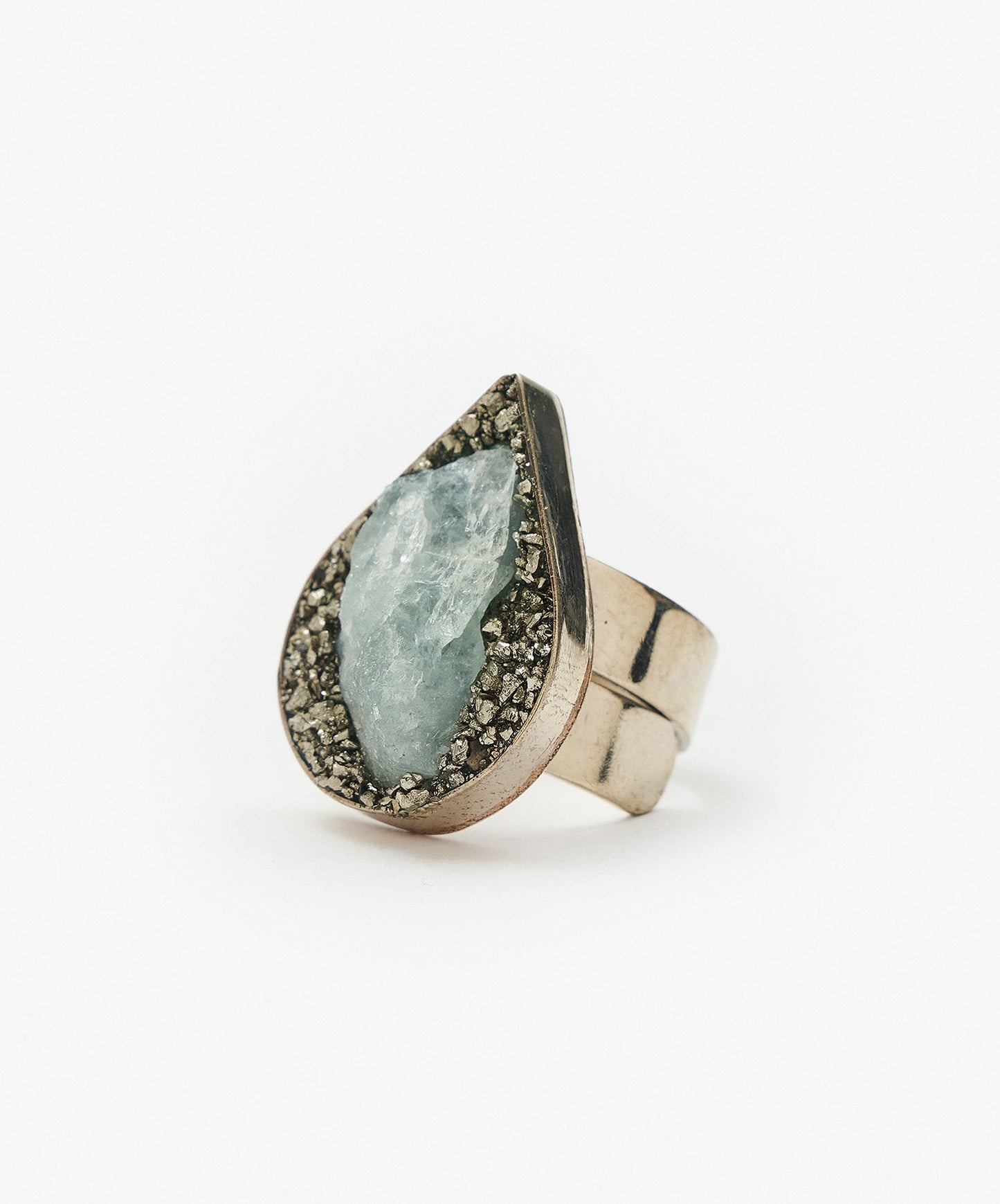 ANILLO GEOMETRICO GOTA DE AGUAMARINA