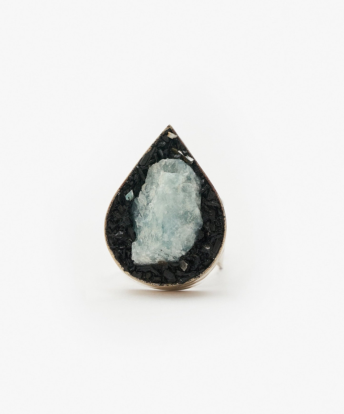ANILLO GEOMETRICO GOTA DE AGUAMARINA