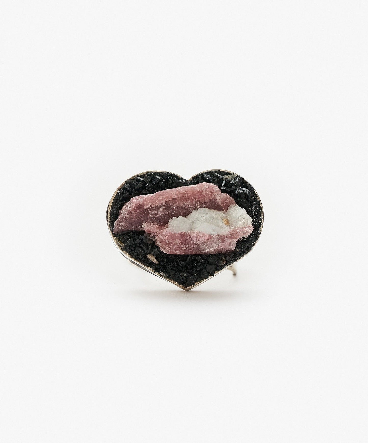 ANILLO GEOMETRICO CORAZON DE TURMALINA ROSA