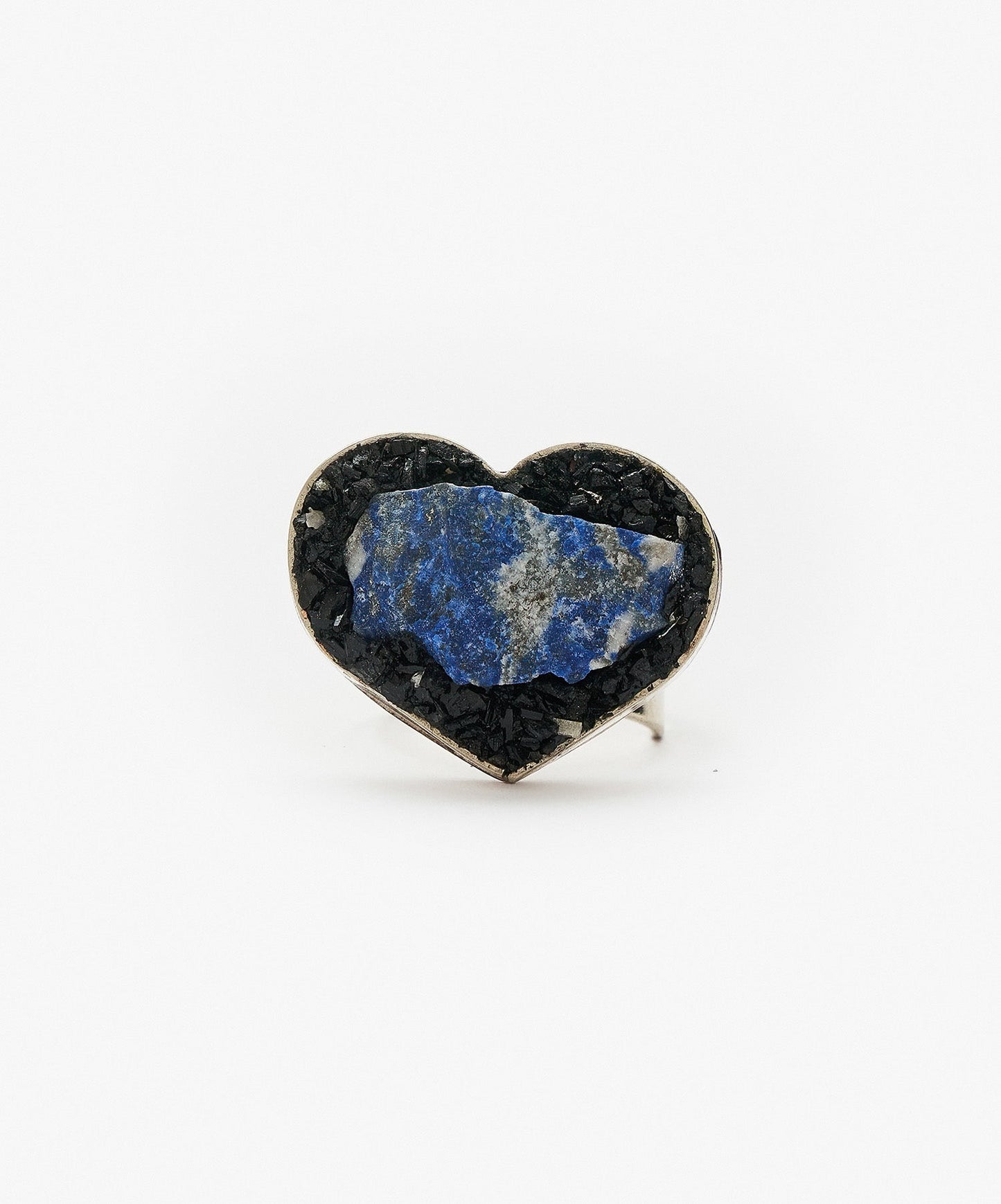 ANILLO GEOMETRICO CORAZON DE LAPIZLAZULI