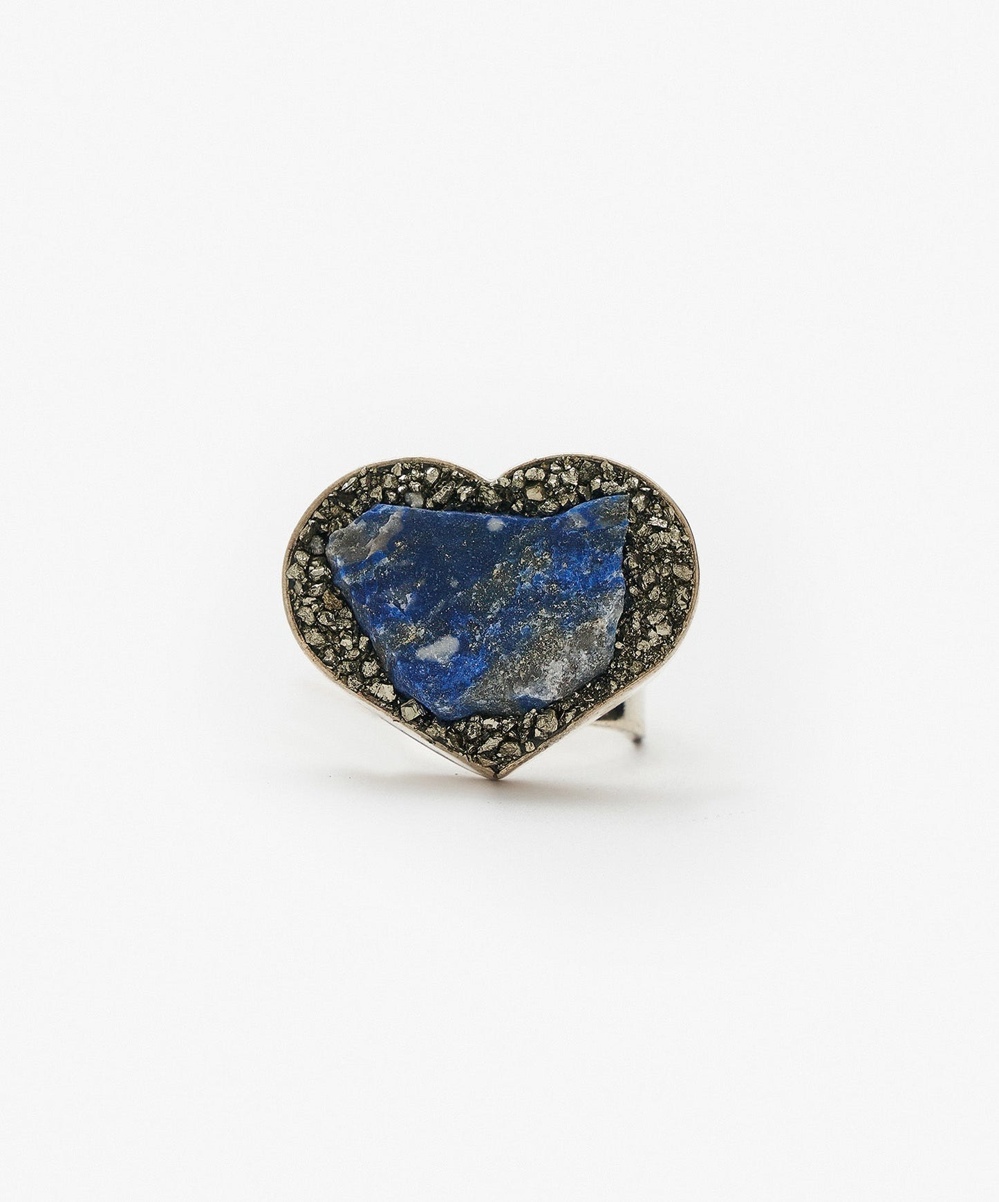 ANILLO GEOMETRICO CORAZON DE LAPIZLAZULI