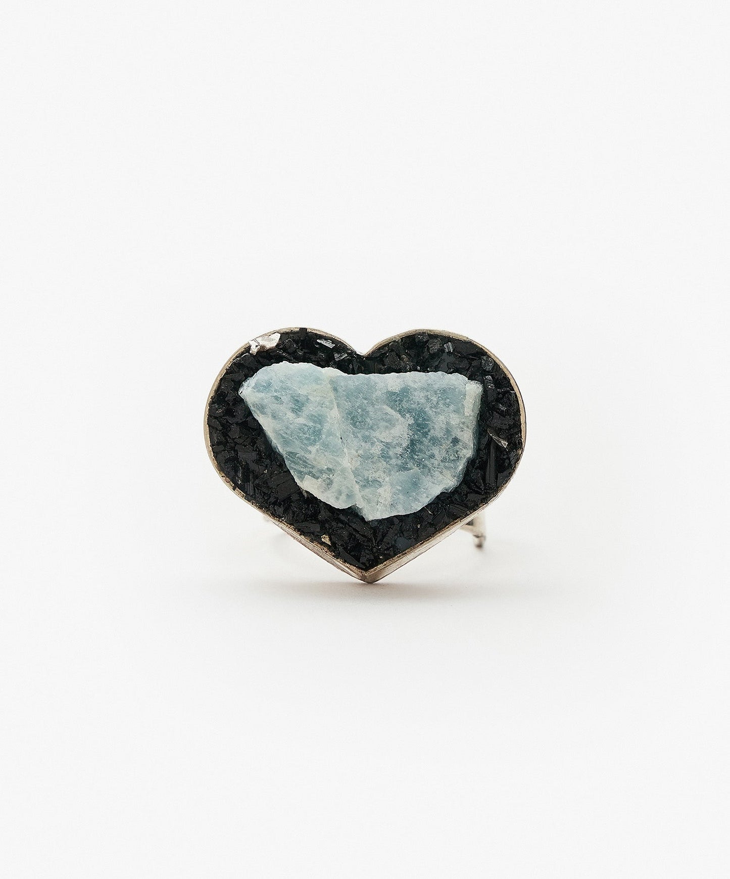 ANILLO GEOMETRICO CORAZON DE AGUAMARINA