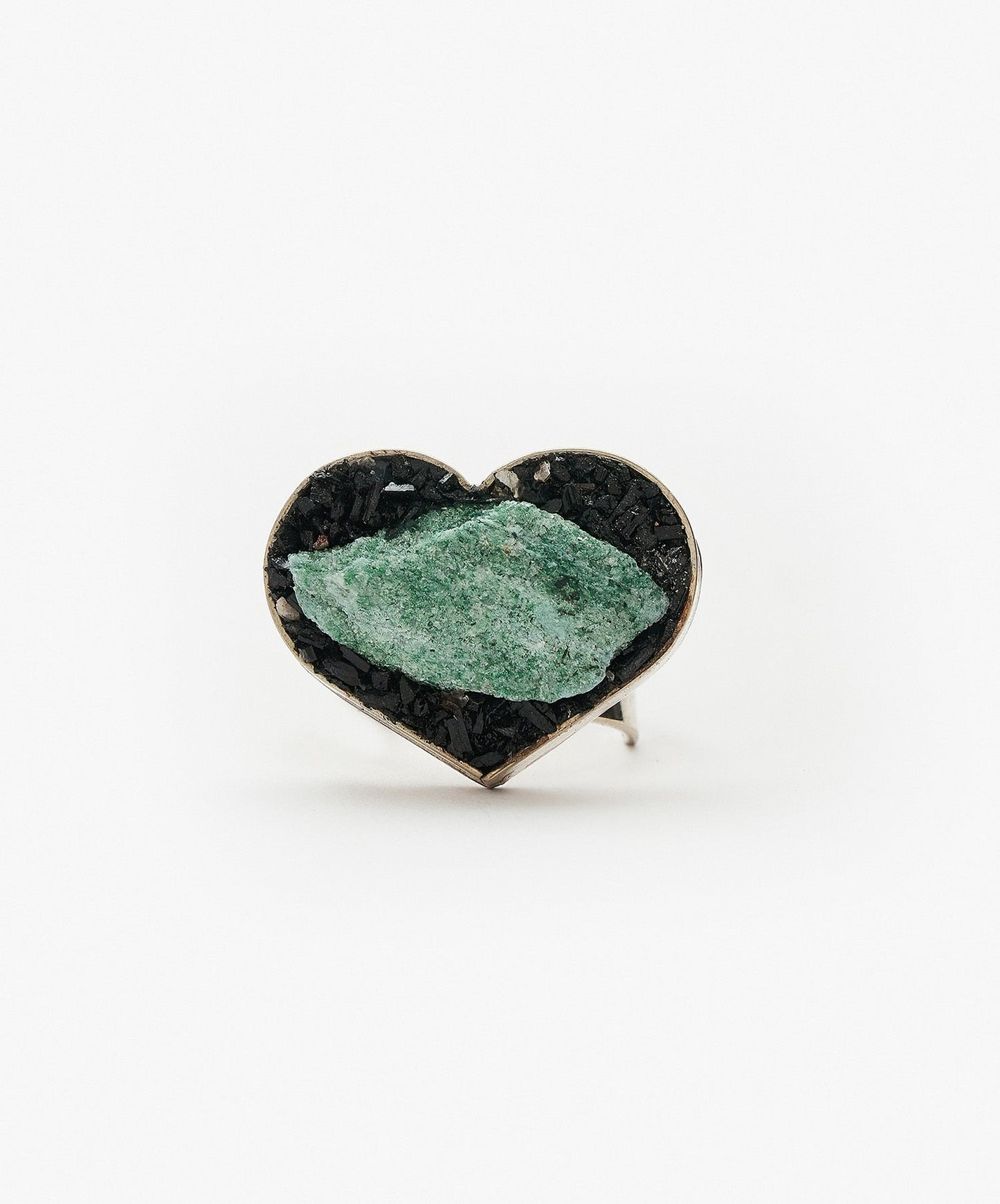 ANILLO GEOMETRICO CORAZON DE FUCHSITA