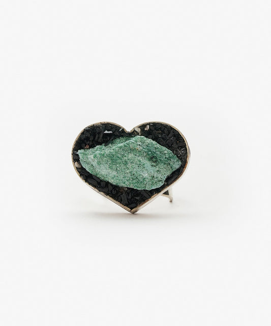 ANILLO GEOMETRICO CORAZON DE FUCHSITA