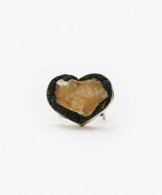 ANILLO GEOMETRICO CORAZON DE CITRINO