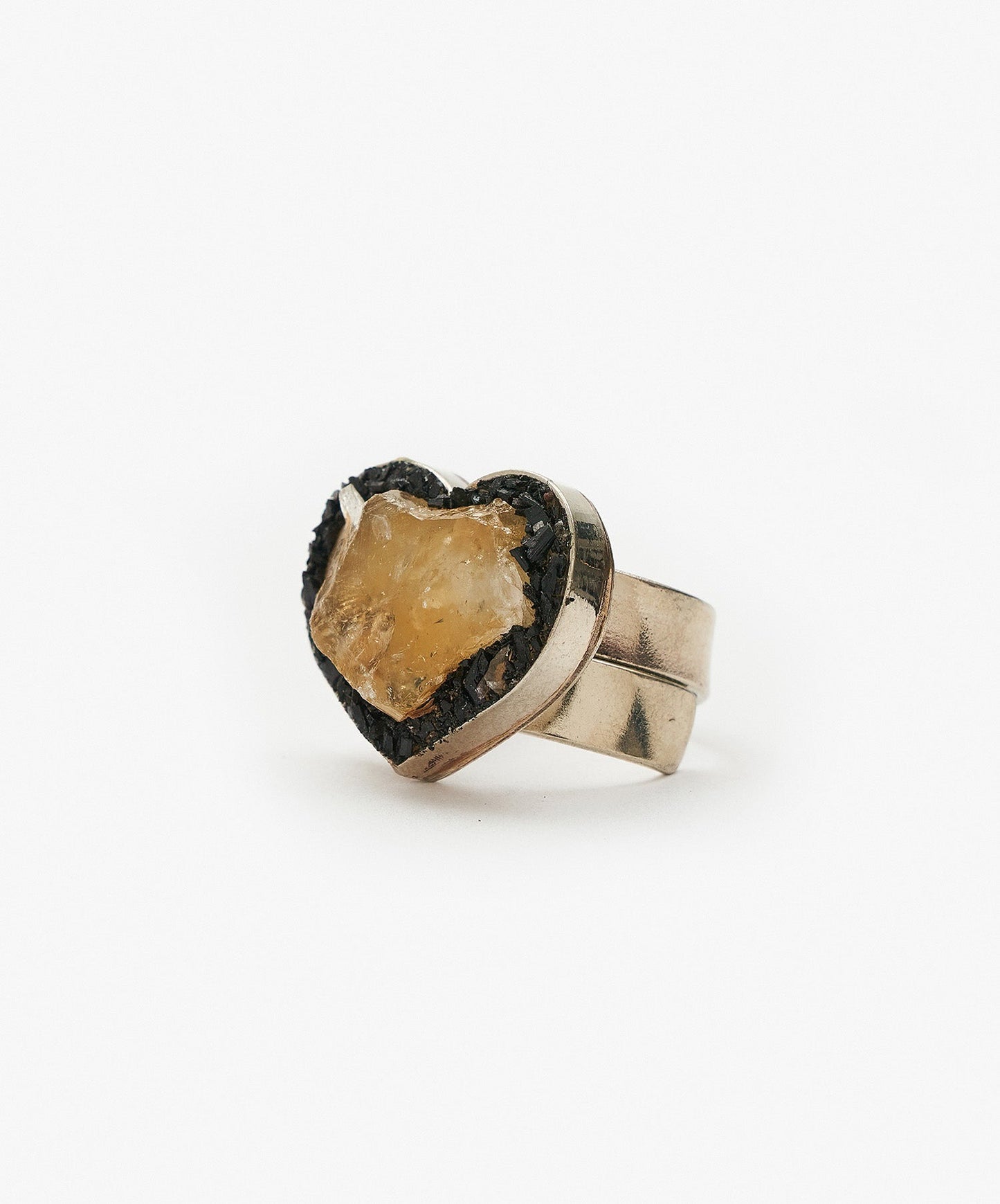 ANILLO GEOMETRICO CORAZON DE CITRINO