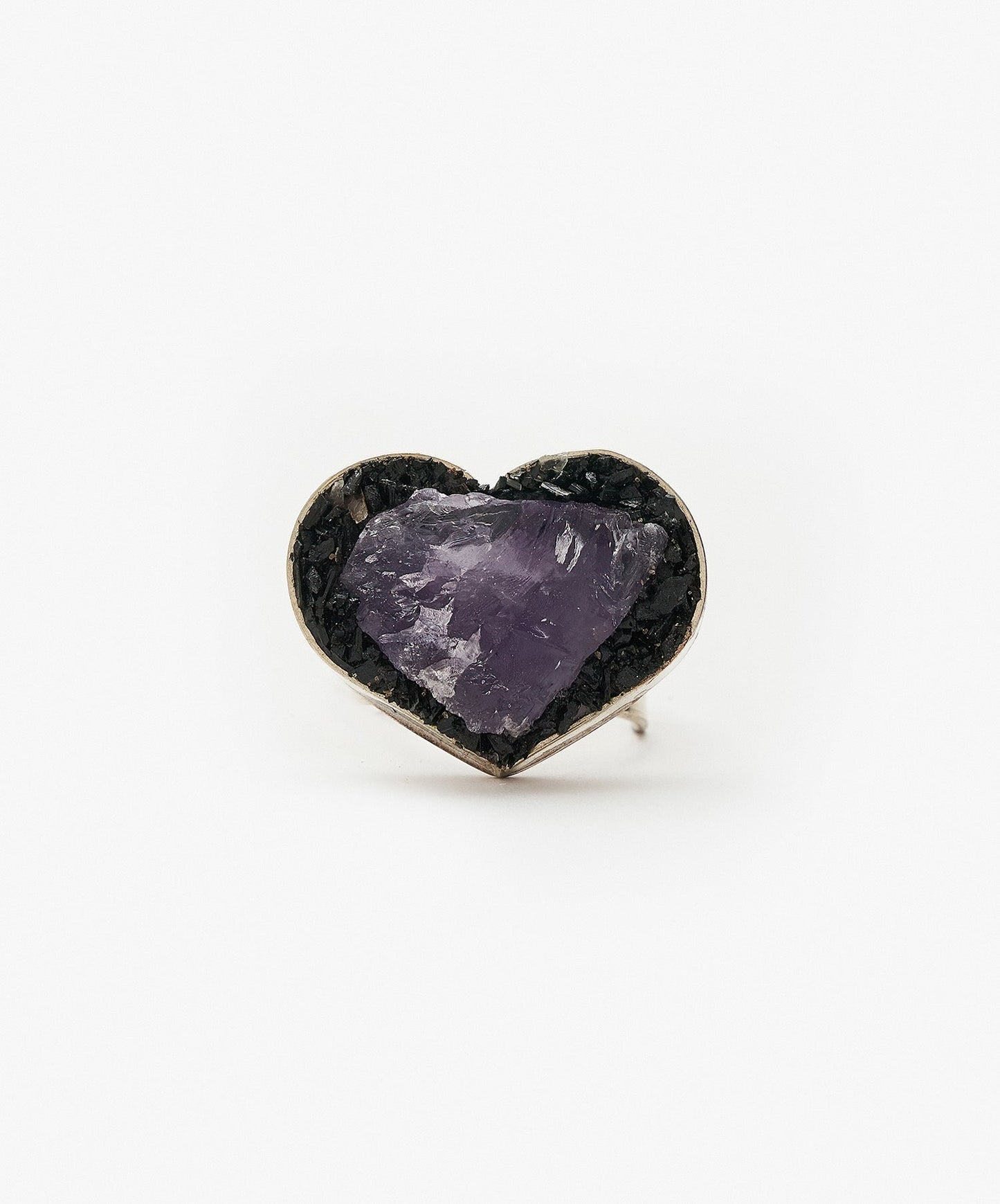 ANILLO GEOMETRICO CORAZON DE AMATISTA