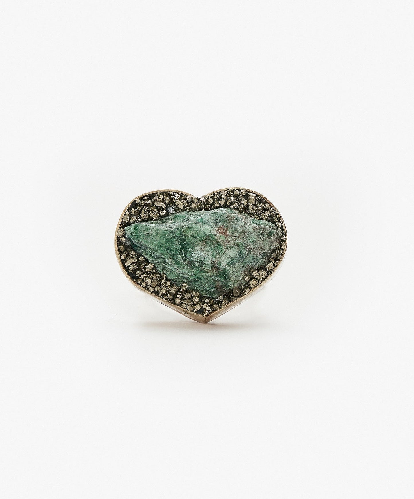ANILLO GEOMETRICO CORAZON DE FUCHSITA