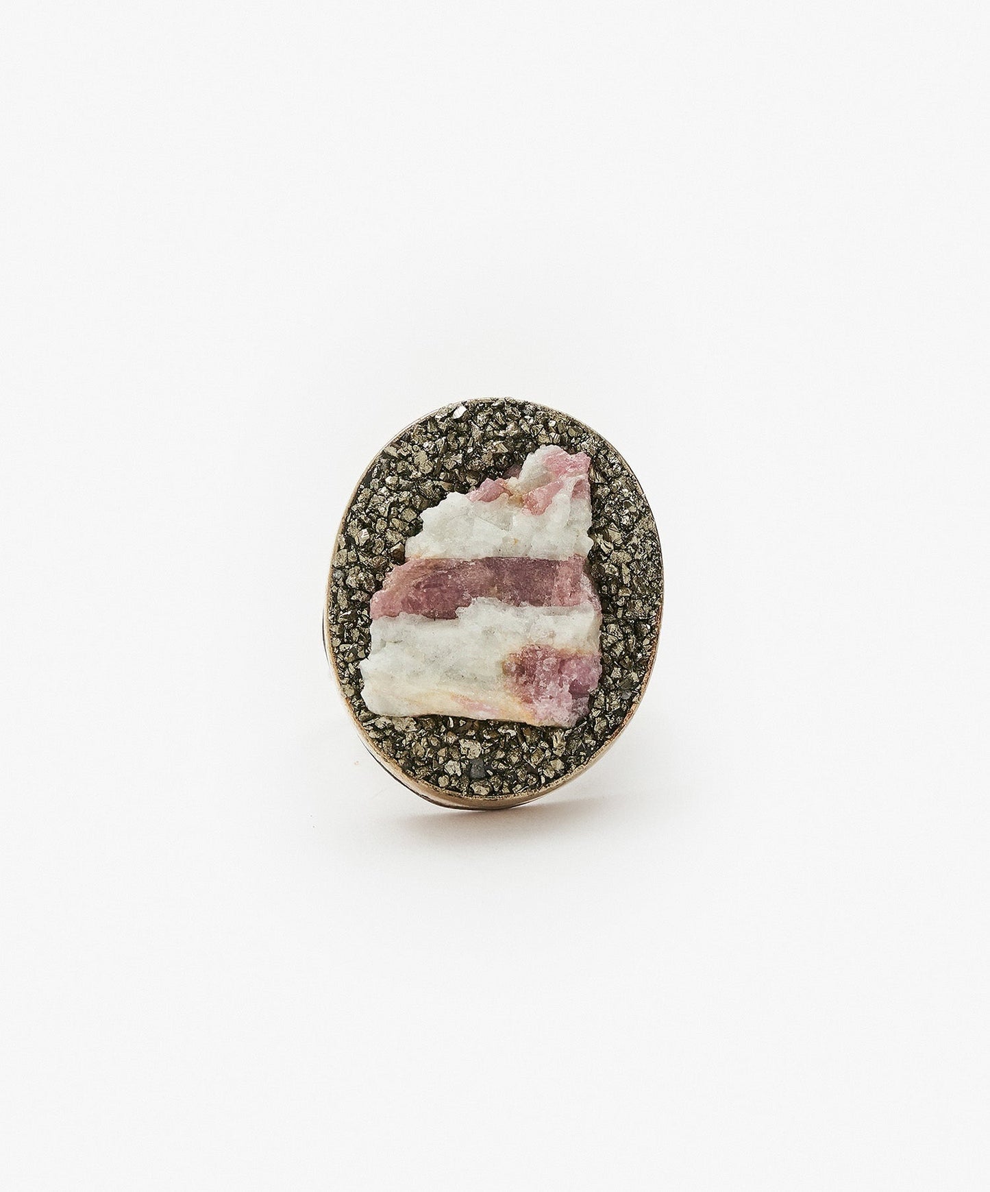 ANILLO GEOMETRICO OVALO DE TURMALINA ROSA