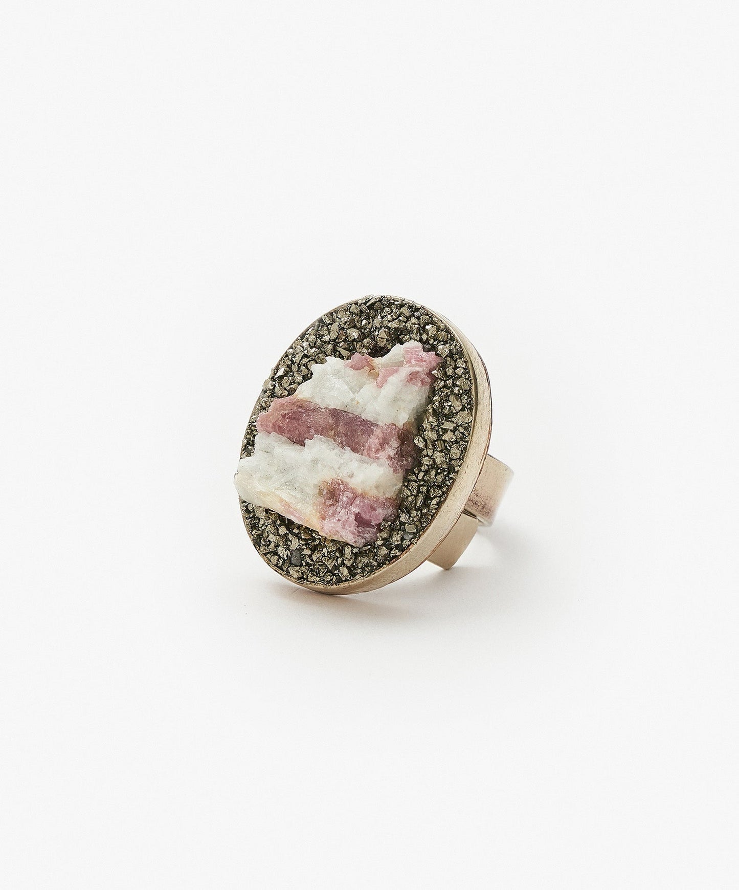 ANILLO GEOMETRICO OVALO DE TURMALINA ROSA