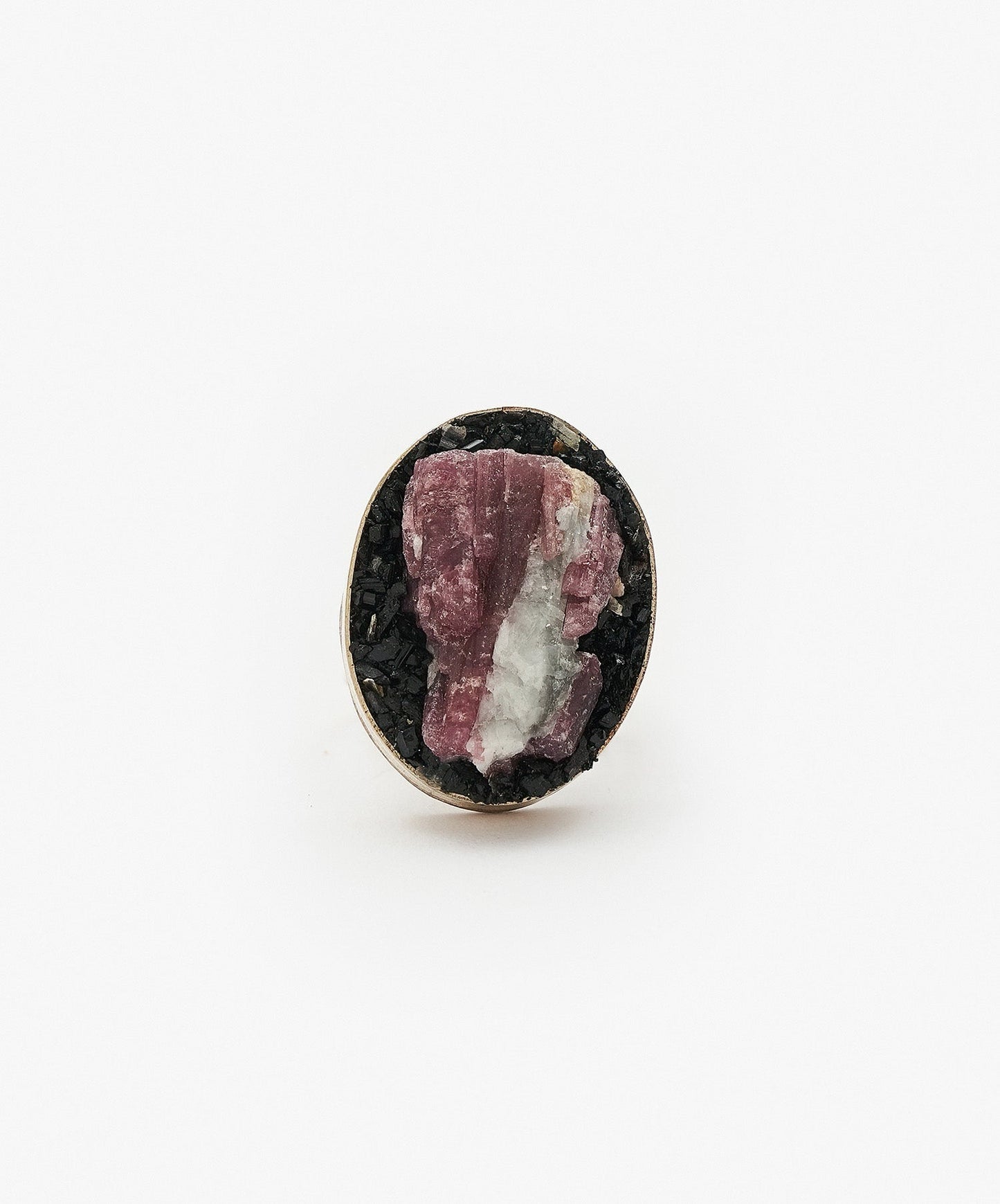 ANILLO GEOMETRICO OVALO DE TURMALINA ROSA