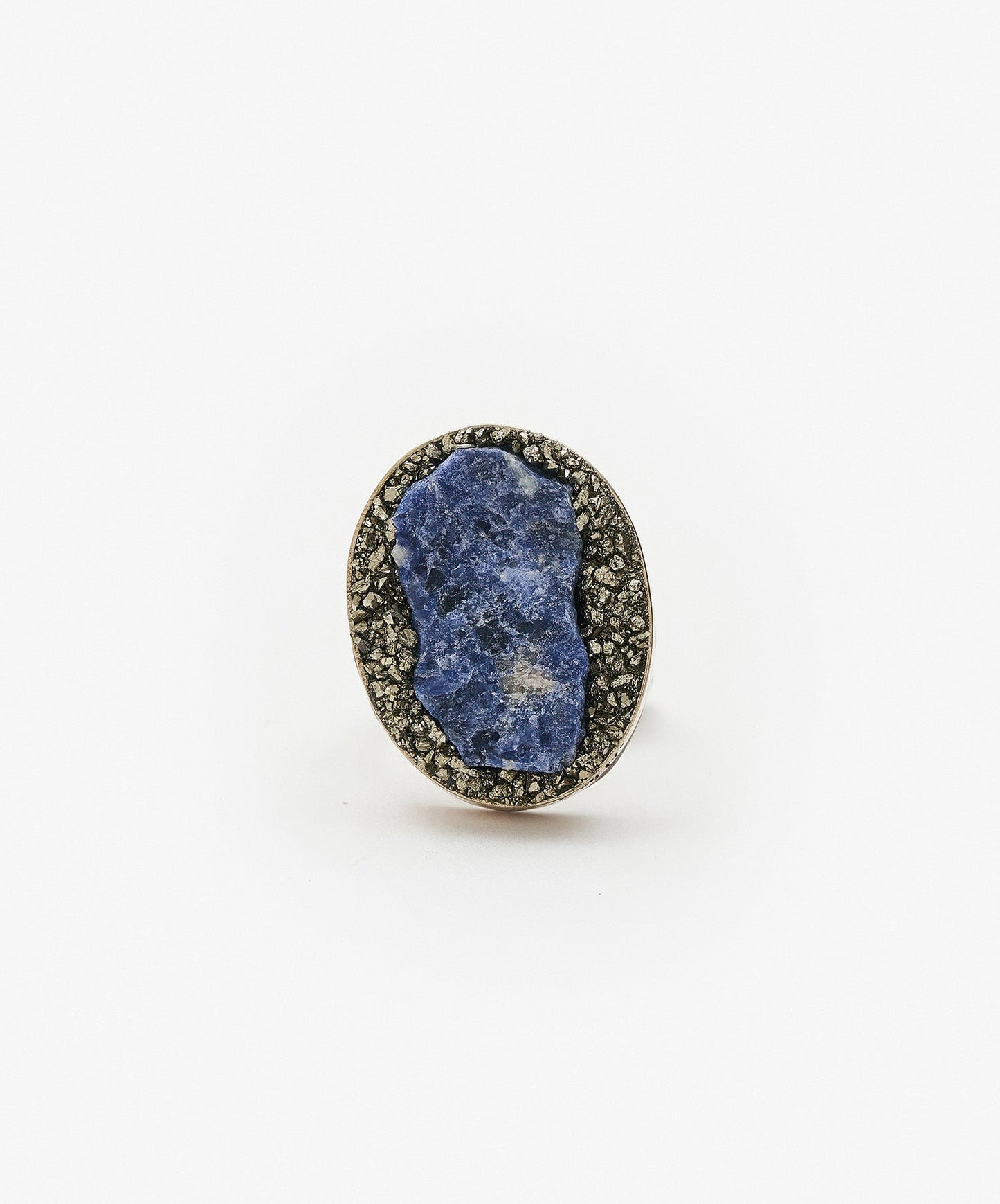 ANILLO GEOMETRICO OVALO DE SODALITA