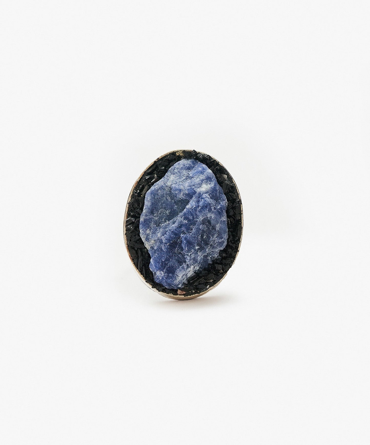 ANILLO GEOMETRICO OVALO DE SODALITA