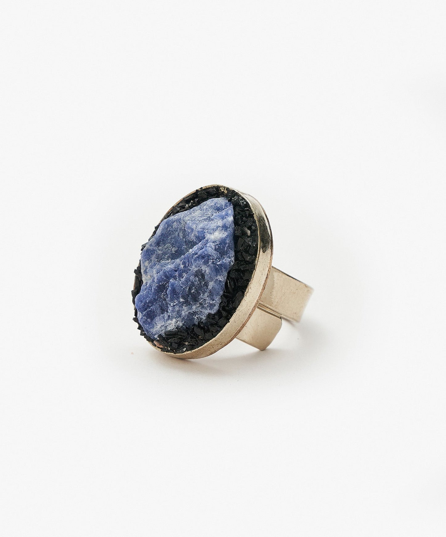 ANILLO GEOMETRICO OVALO DE SODALITA