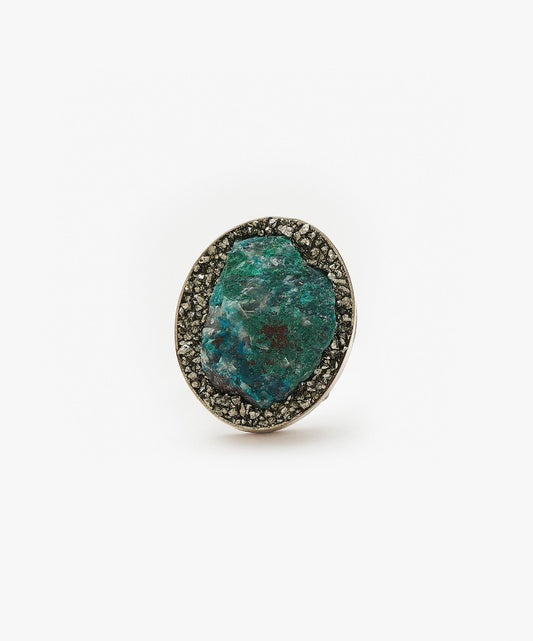 ANILLO GEOMETRICO OVALO DE CRISOCOLA