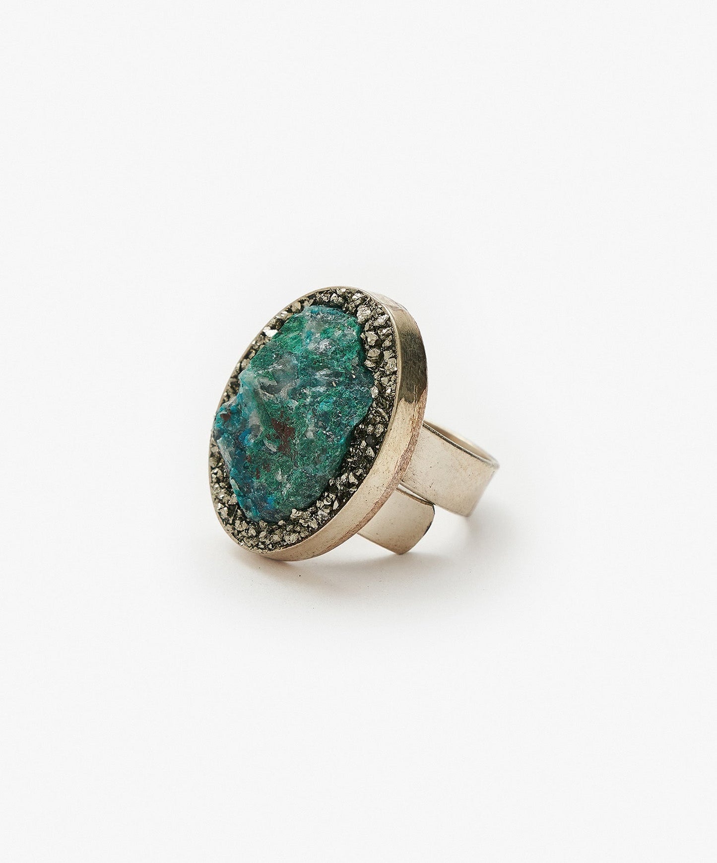 ANILLO GEOMETRICO OVALO DE CRISOCOLA