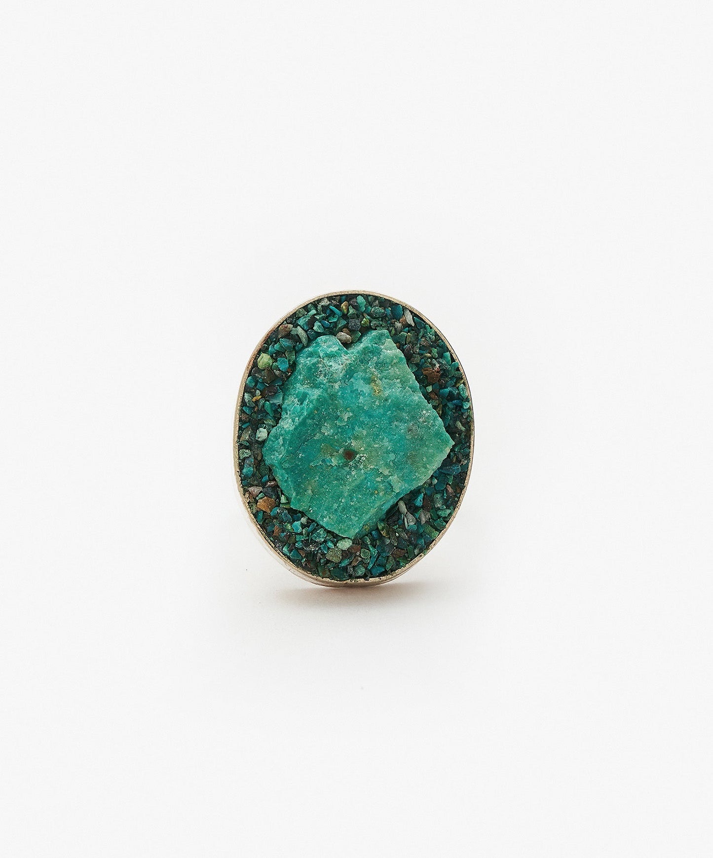 ANILLO GEOMETRICO OVALO DE CRISOCOLA