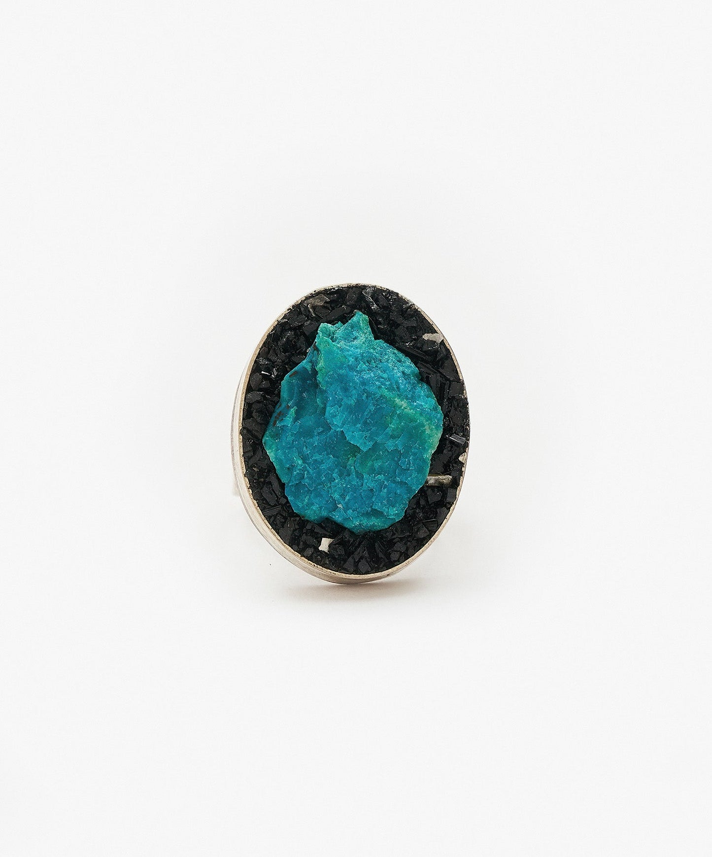 ANILLO GEOMETRICO OVALO DE CRISOCOLA