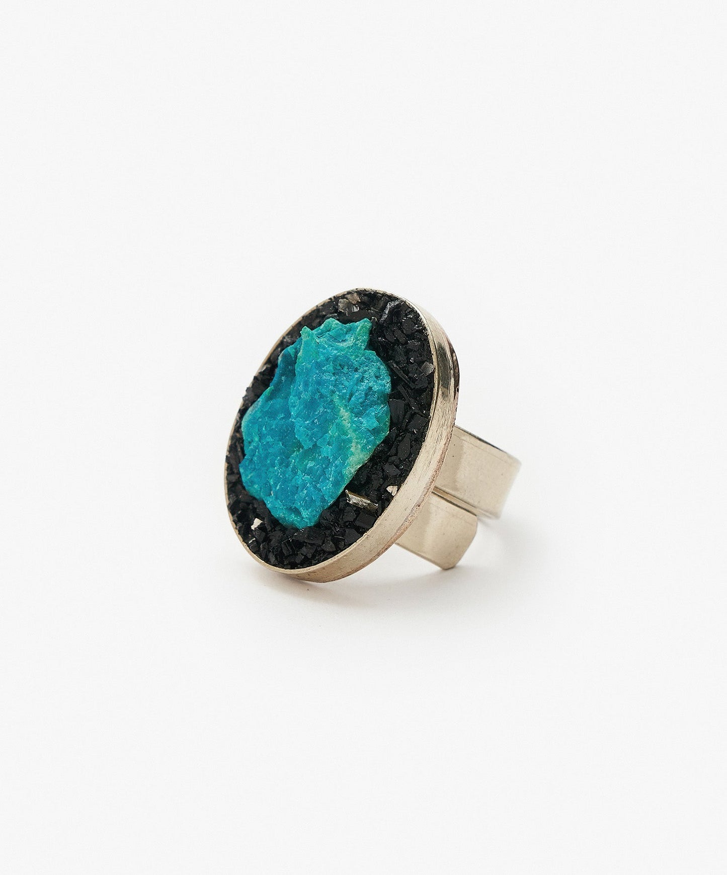 ANILLO GEOMETRICO OVALO DE CRISOCOLA