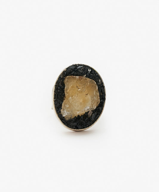 ANILLO GEOMETRICO OVALO DE CITRINO