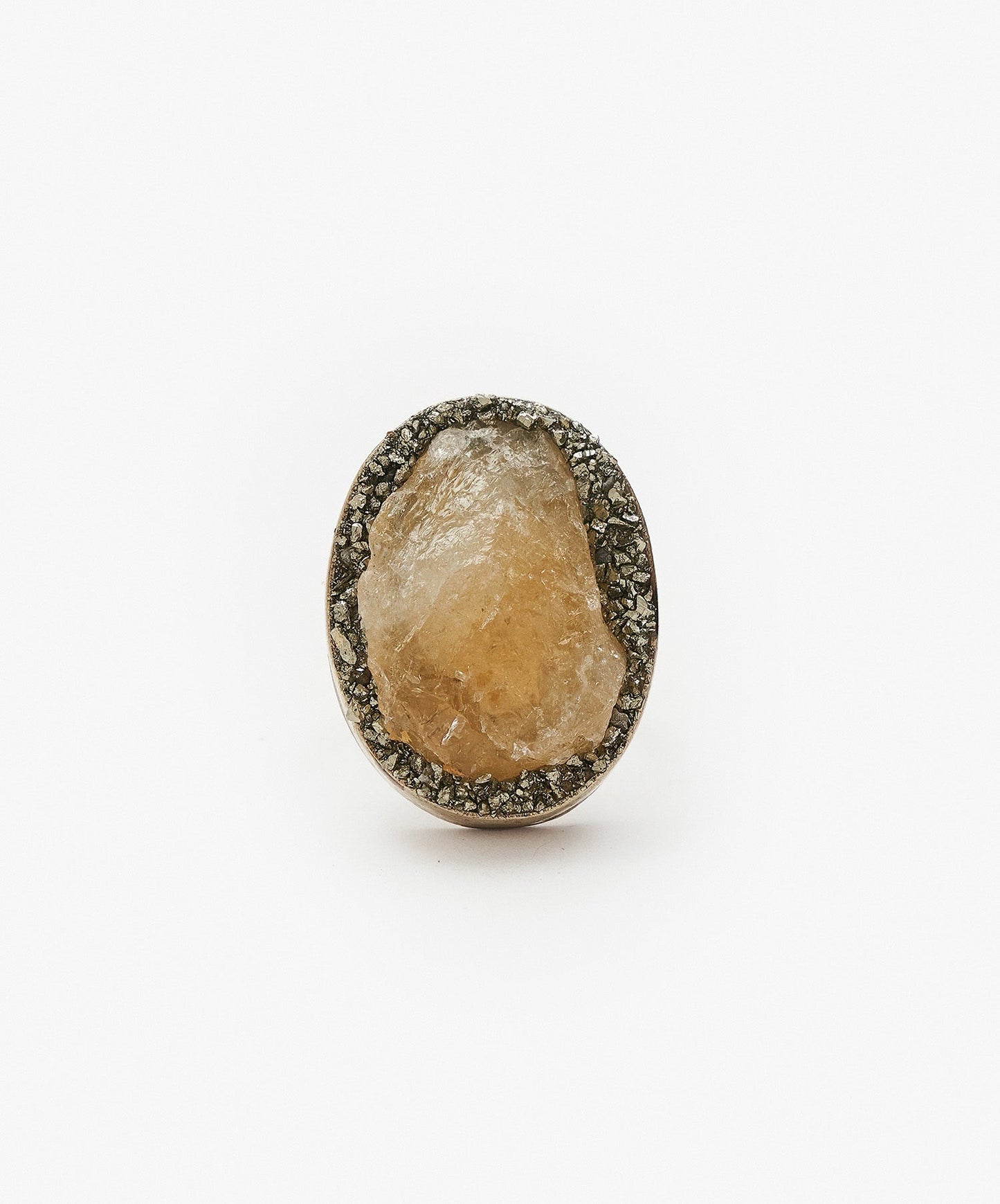 ANILLO GEOMETRICO OVALO DE CITRINO
