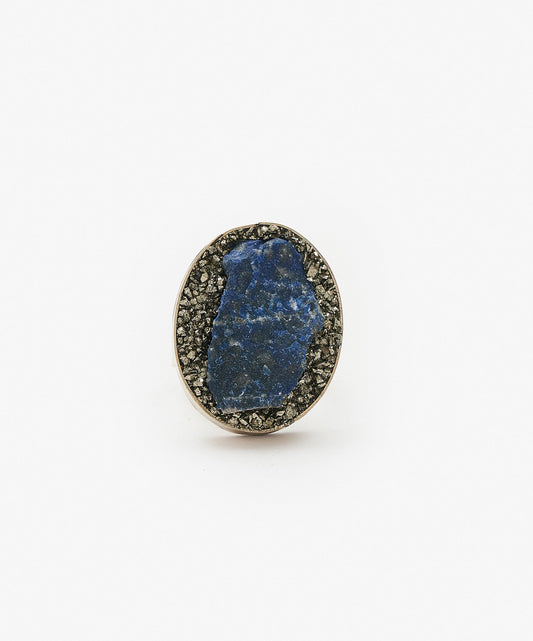 ANILLO GEOMETRICO OVALO DE LAPIZLAZULI