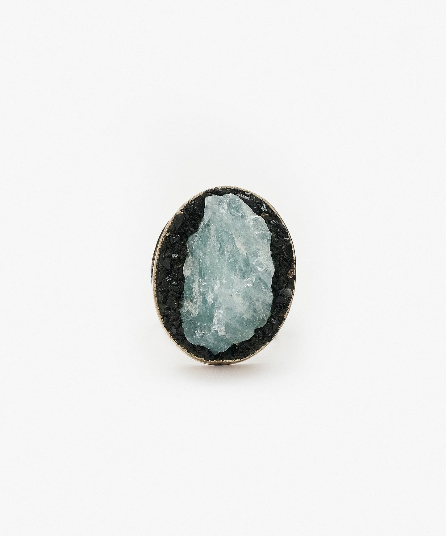 ANILLO GEOMETRICO OVALO DE AGUAMARINA