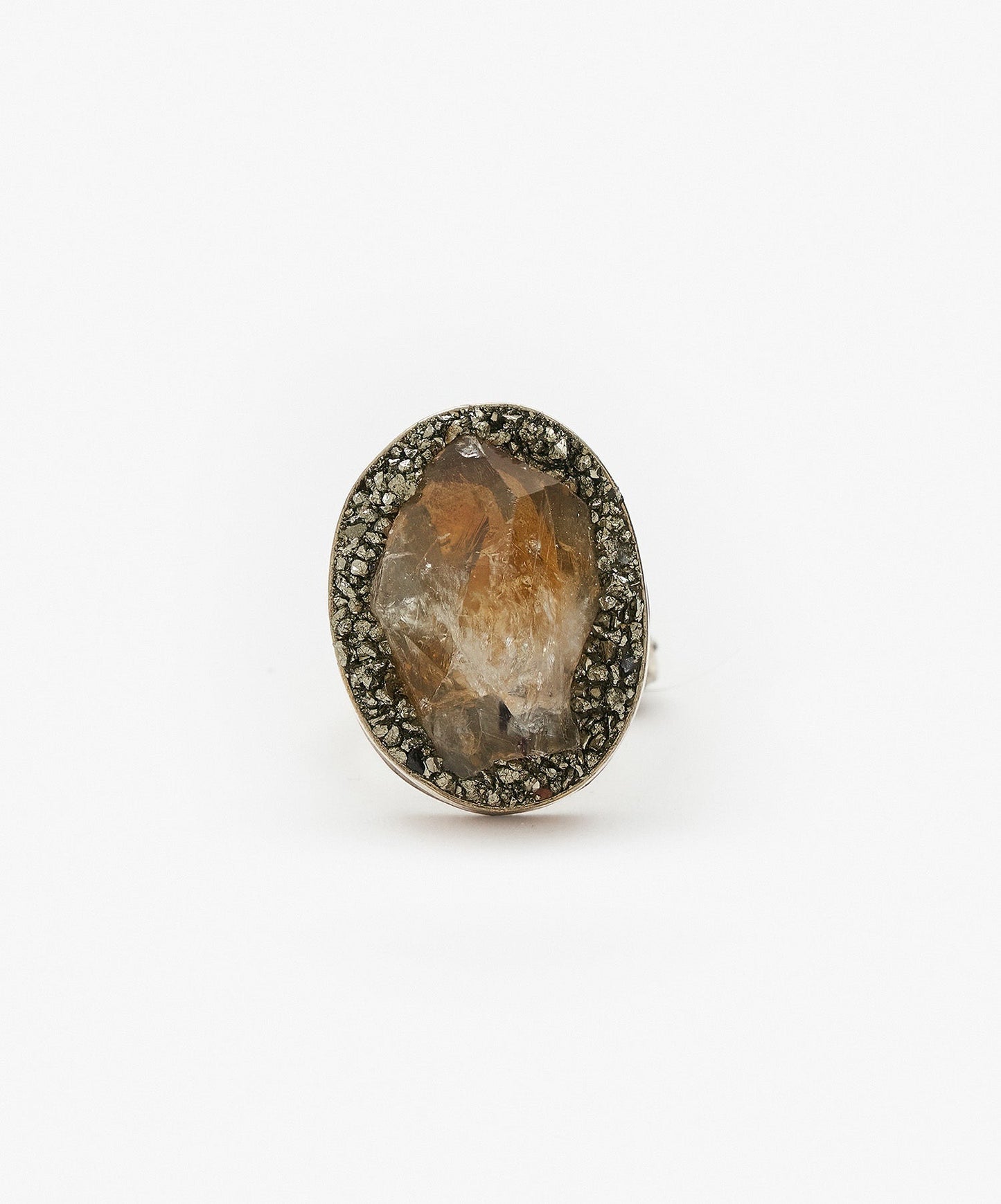 ANILLO GEOMETRICO OVALO DE PUNTA DE CITRINO
