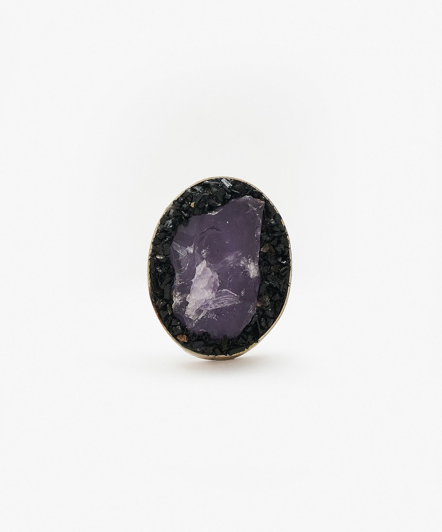 ANILLO GEOMETRICO OVALO DE PUNTA DE AMATISTA