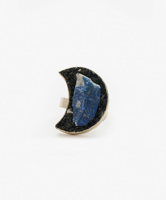 ANILLO GEOMETRICO LUNA DE LAPIZLAZULI