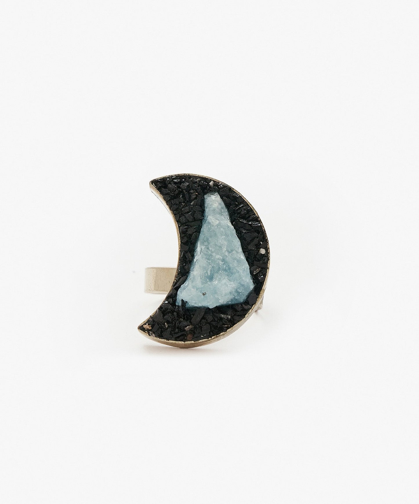 ANILLO GEOMETRICO LUNA DE AGUAMARINA