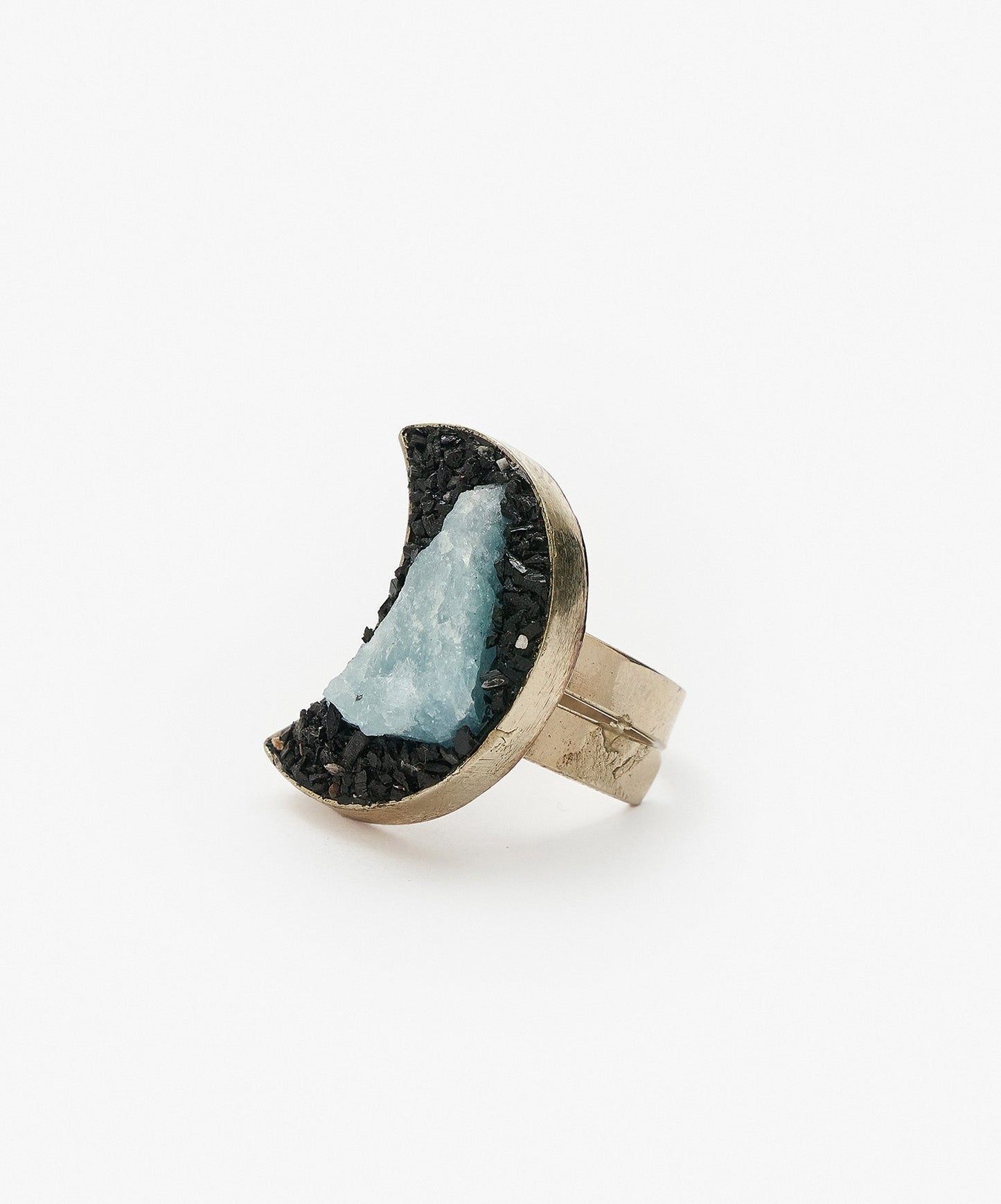 ANILLO GEOMETRICO LUNA DE AGUAMARINA