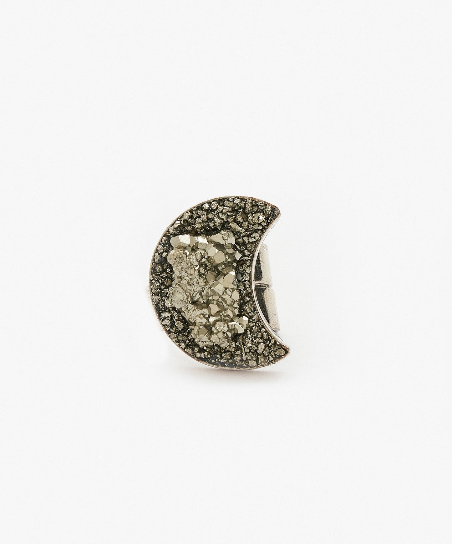 ANILLO GEOMETRICO LUNA DE PIRITA CRISTALIZADA