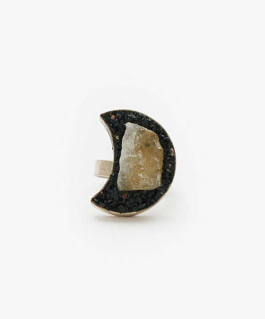 ANILLO GEOMETRICO LUNA DE CITRINO