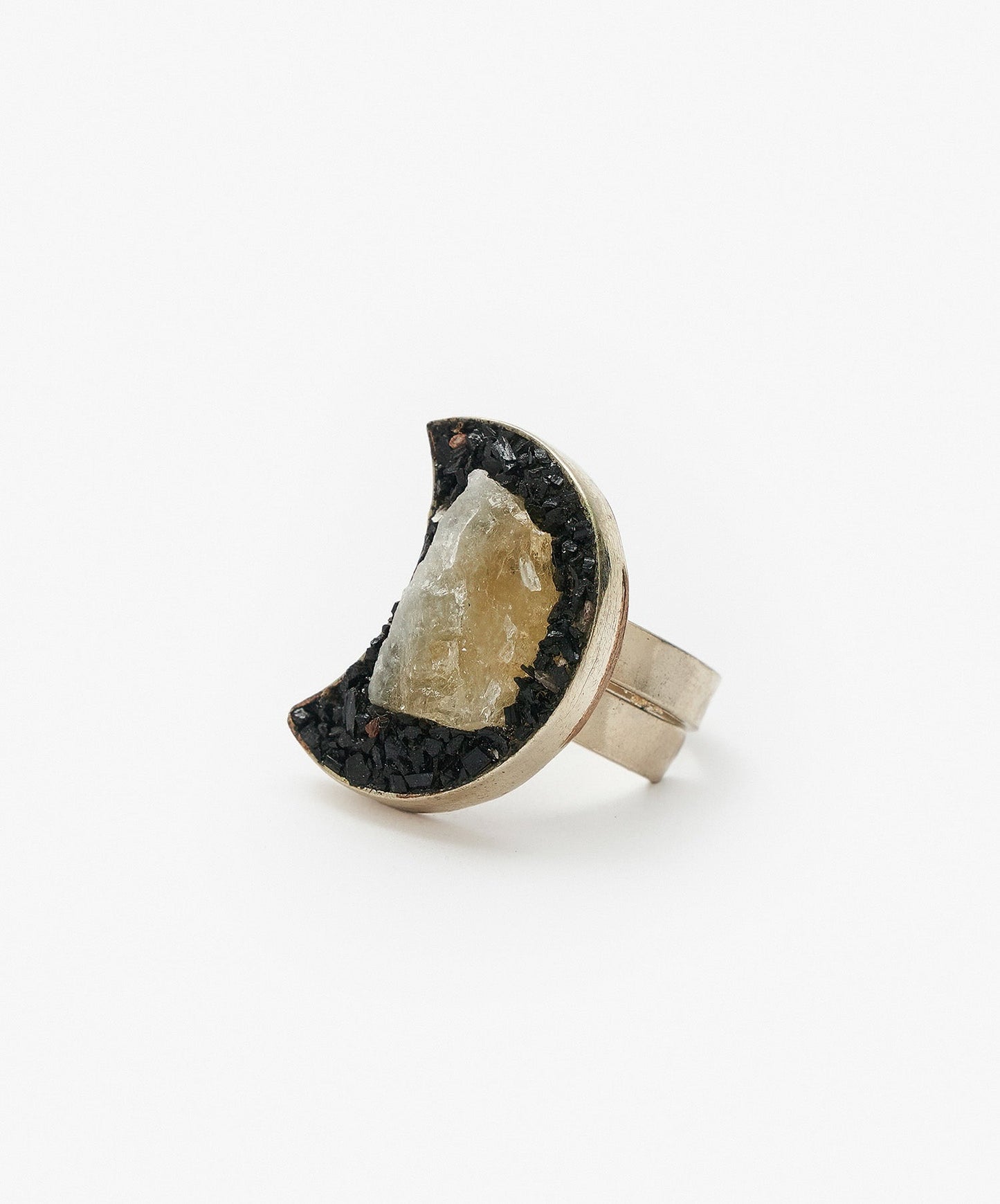 ANILLO GEOMETRICO LUNA DE CITRINO