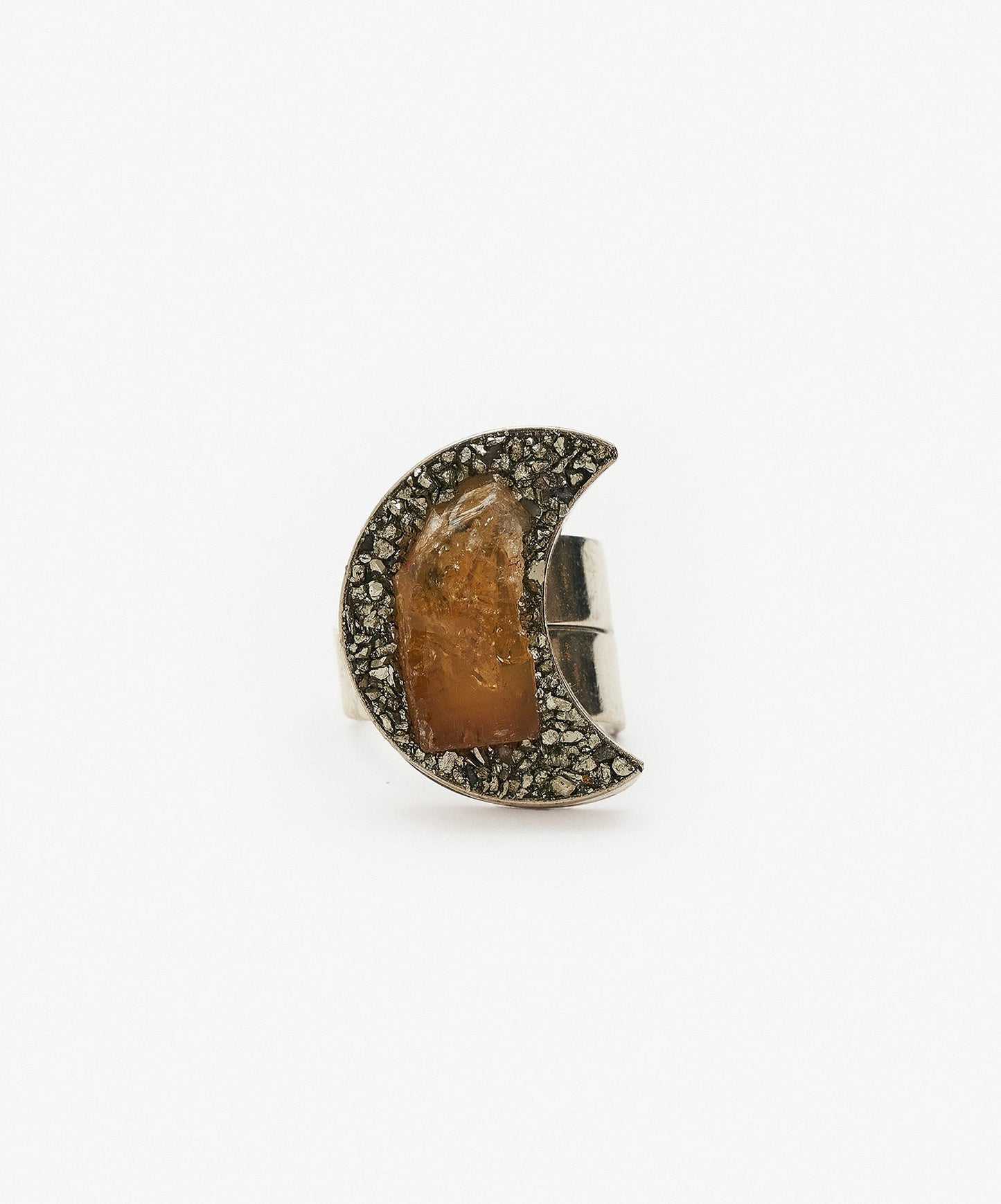 ANILLO GEOMETRICO LUNA DE CITRINO