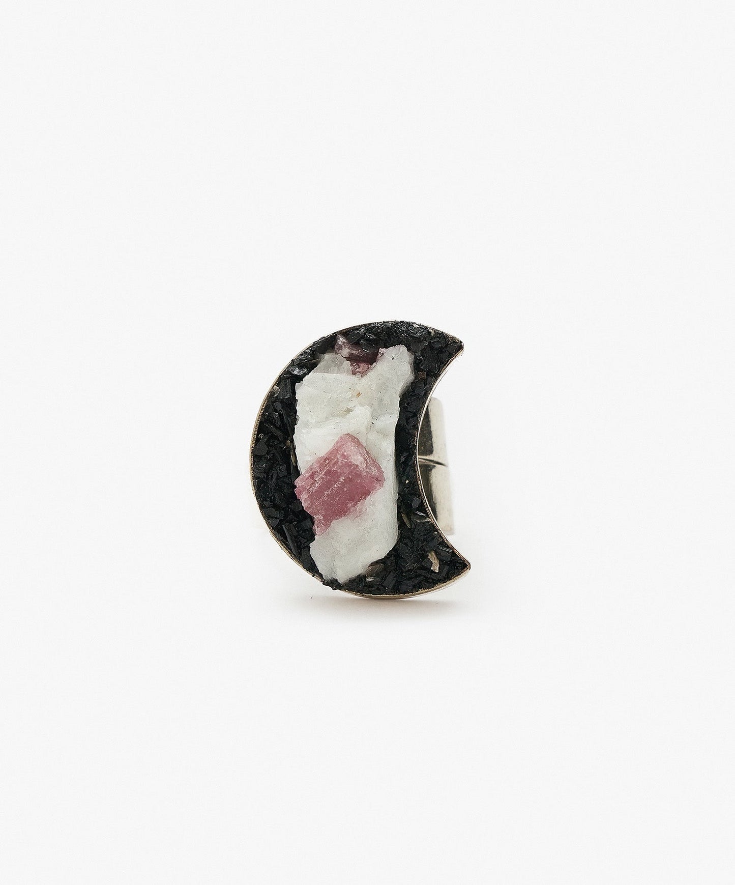 ANILLO GEOMETRICO LUNA DE TURMALINA ROSA